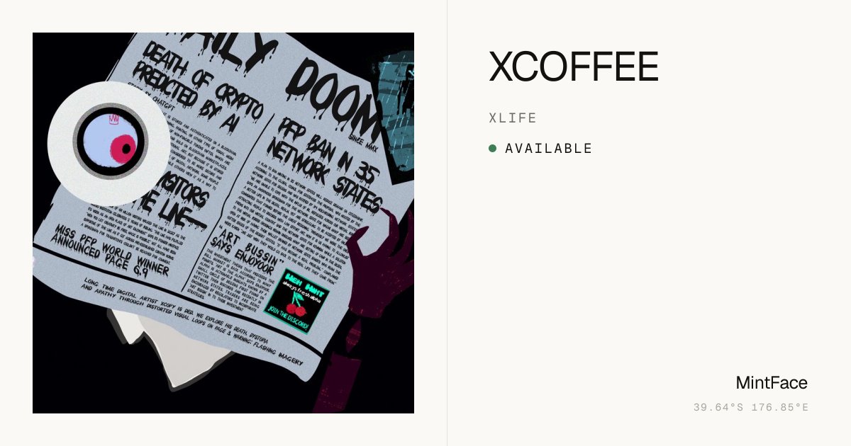 mintfacestudio's tweet photo. COLLECTED · XLIFE · XCOFFEE · 0.0024 ETH · 0XCLIK.ETH

https://t.co/OUAeEtcX5o https://t.co/mk1ZaU2a0a