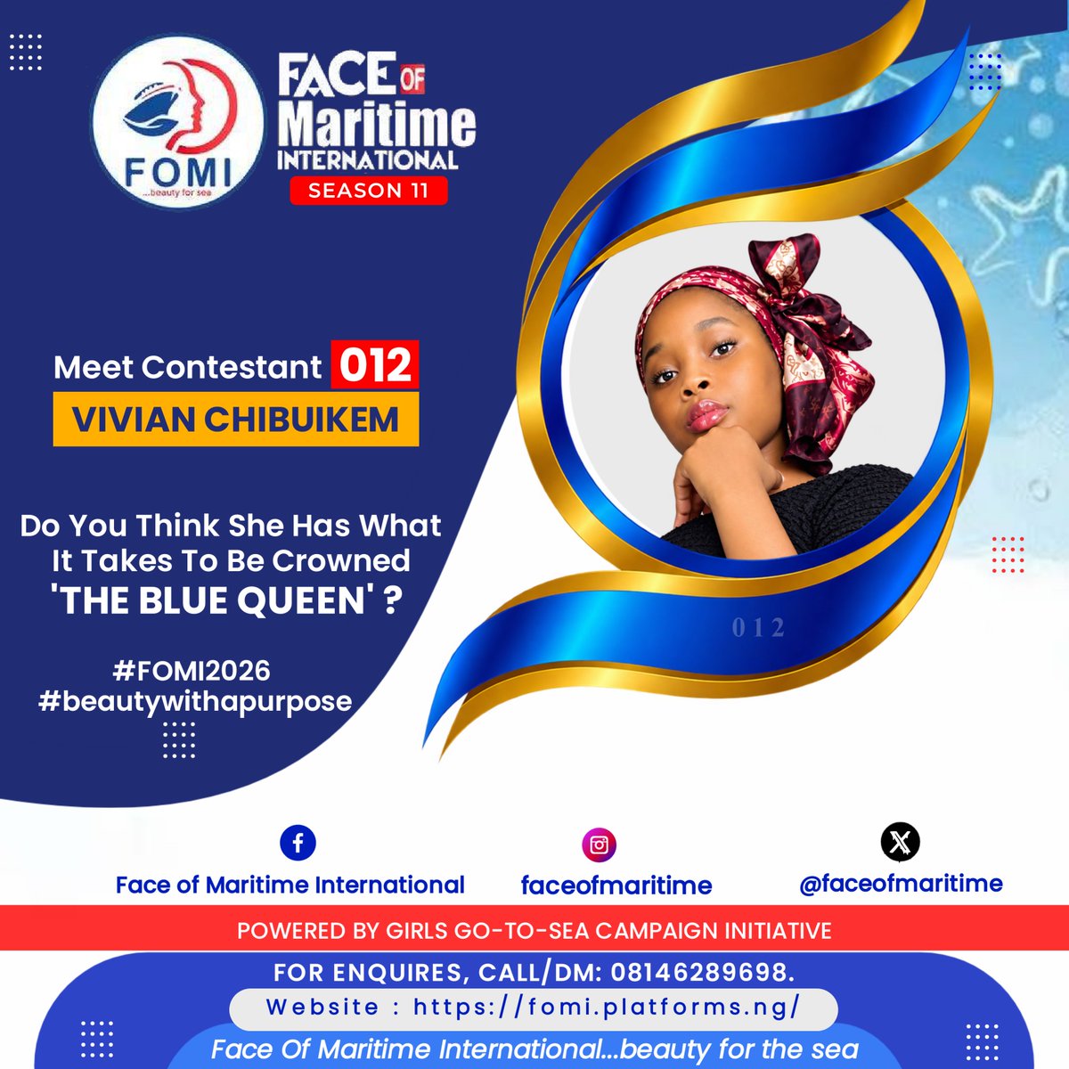 FaceOfMaritime's tweet photo. Do you think she deserves to wear the prestigious FOMI Crown? 
Tell us what you know about her!

#fomi2026 #thebluequeenedition #beautywithapurpose @q7parisskincare https://t.co/wRbMU7ZiFI