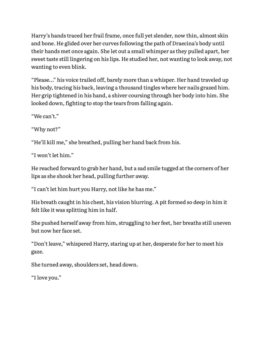 LKA_Yume's tweet photo. “We can’t.”
“Why not?”
“He’ll kill me,” she breathed, pulling her hand back from his.
“I won’t let him.”

#Malfoid #HarryPotter #DracoMalfoy #DracoFem #FanFiction https://t.co/oq9Mxc6AST