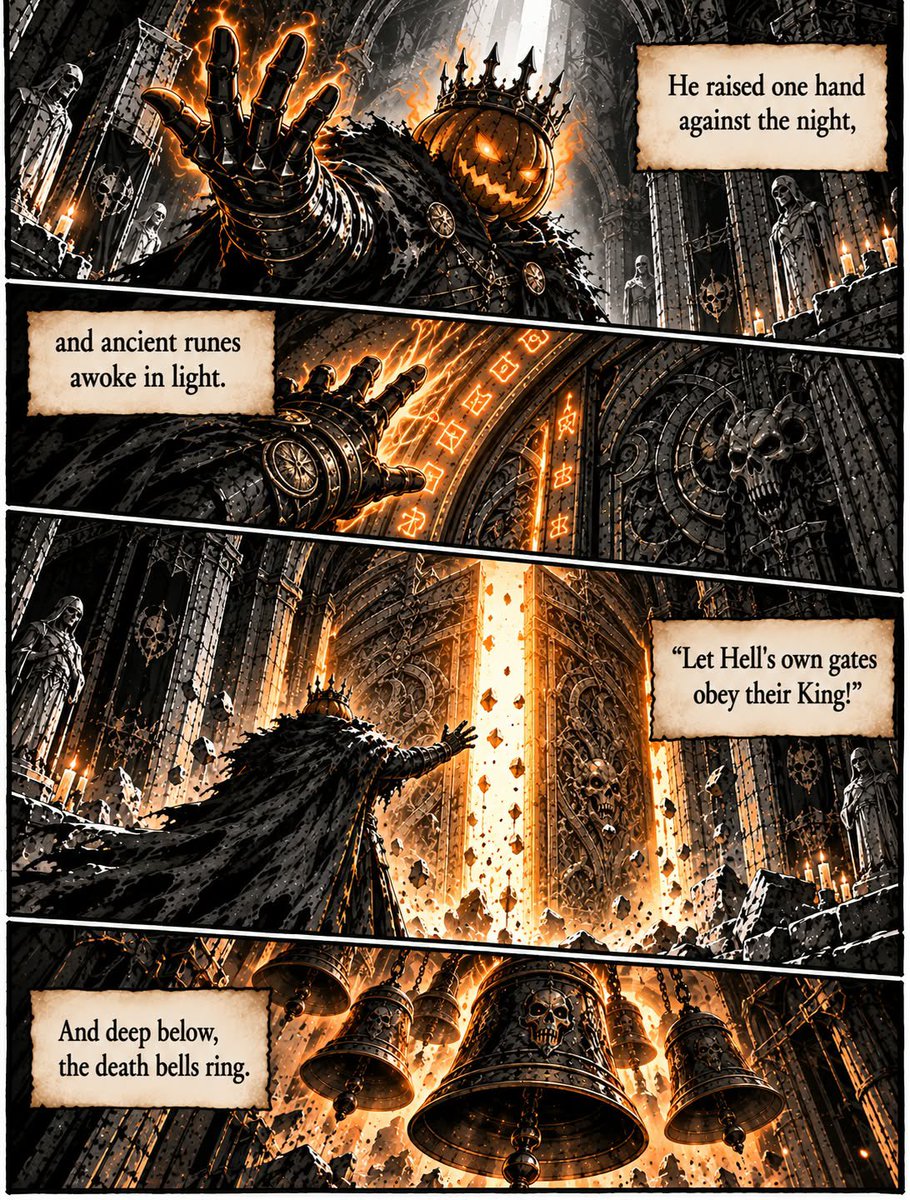 Hallowkingsol's tweet photo. 👑 ACT III BEGINS — CHAPTER XIII 🎃

The King has awakened.
The Crown has spoken.
Now, for the first time, he commands.

Ancient gates open. Death bells ring.

Whatever sleeps beyond them will soon remember its King.

🔥 THE RISE OF THE KING

#TheHallowKing #Solana https://t.co/AcTFHmVKZu