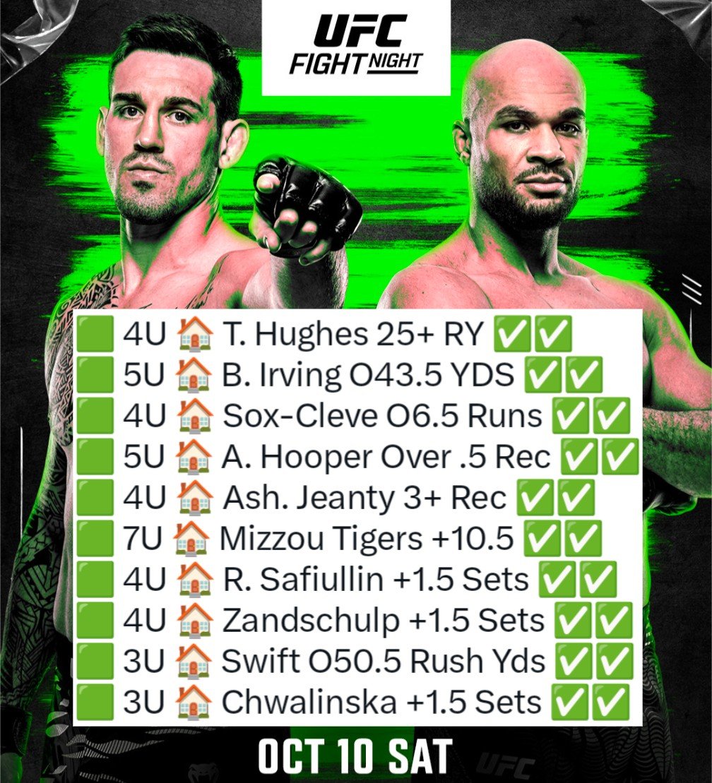 TittyPicks's tweet photo. 🟩 UFC 7U MAX IS TWO HOURS AWAY.
🟩 𝟭𝟬-𝟬 𝗠𝗔𝗫 𝗥𝗨𝗡 🤝 100% (LAST 10)

🗓️ 7 straight days of insane profit in the VIP cook group. 😎📚 2-0 start today, 3-0 soon. 

🤯 THIS IS FOR 11 MAX WINS IN A ROW. https://t.co/cEMfOBZ7YF