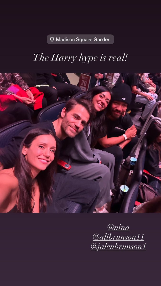 hsdtogethertour's tweet photo. Knicks player Jalen Brunson attended #TogetherTogetherNYC again at Night 20 with Nina Dobrev and Paul Wesley - 9 October (via paulwesley) https://t.co/o7DPByllWA