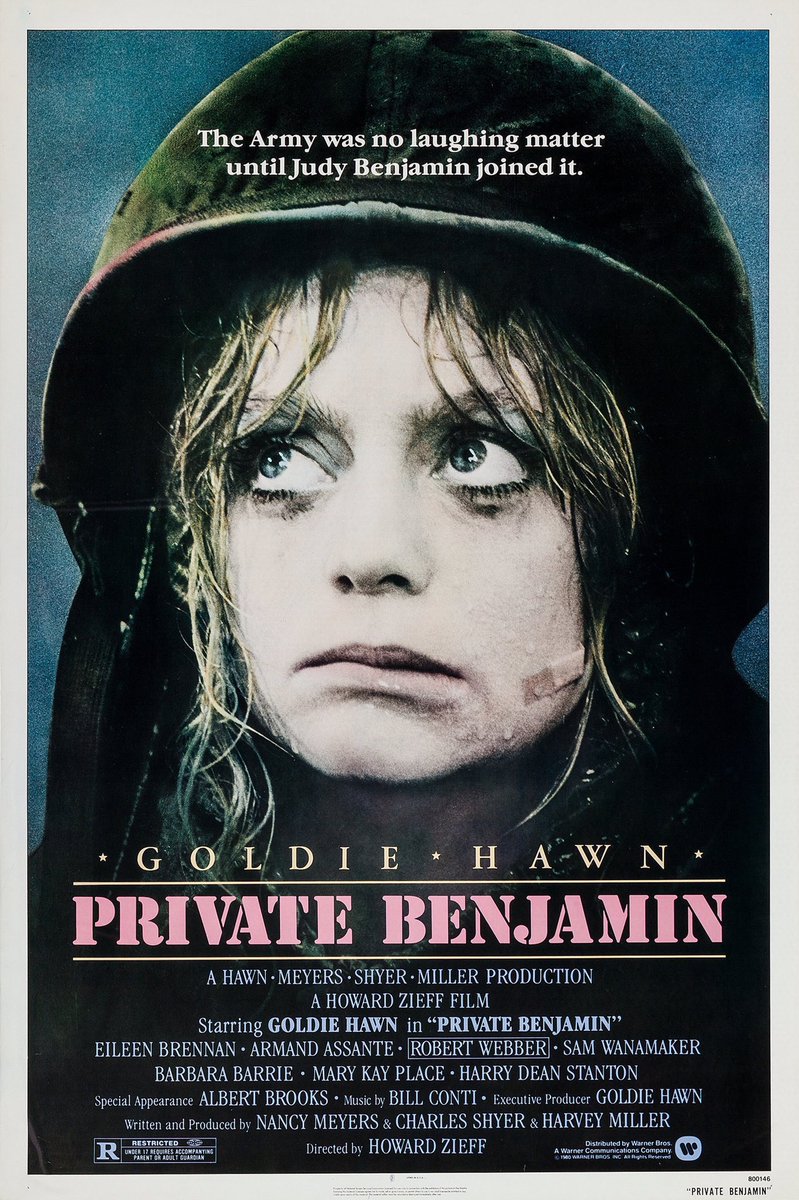 FilmNewsNos's tweet photo. 🎬MOVIE HISTORY: 46 years ago today, October 10, 1980, the movie ‘Private Benjamin’ opened in theaters!
@goldiehawn #EileenBrennan #ArmandAssante #RobertWebber #RichardHerd #SamWanamaker #BarbaraBarrie #MaryKayPlace #HarryDeanStanton #PJSoles @AlbertBrooks #CraigTNelson https://t.co/ymd4KDNHkp