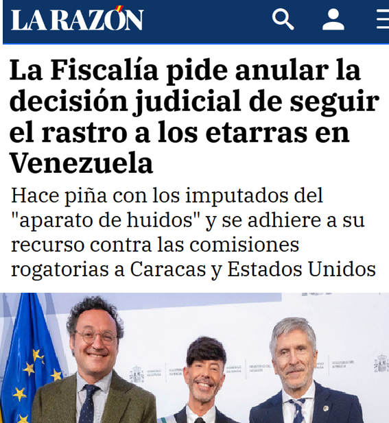 CCivicaCatalana's tweet photo. Dado que ahora EEUU controla Venezuela, por fin es posible que los asesinos de ETA paguen por sus crímenes en vez de vivir de vacaciones en el Caribe.

El pequeño detalle es que la Fiscalía (¿De quién depende?) no persigue a los delincuentes, "hace piña" con ellos.

Profundo asco https://t.co/9xpa1oUbeh