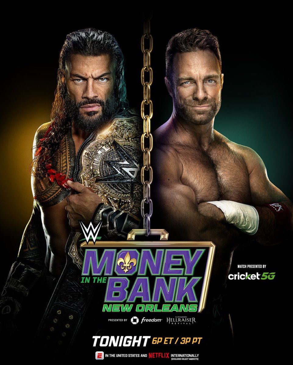 WrestleOps's tweet photo. Triple H reveals Roman Reigns demanded to open #MITB against LA Knight tonight.
(MITB Countdown) https://t.co/7Pmi4ZSKU2