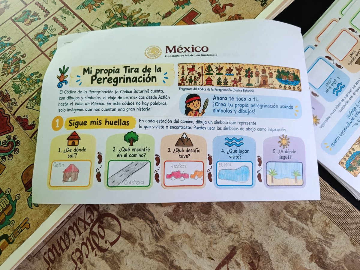 EmbaMexGua's tweet photo. Inspirados en los códices Boturini y Borbónico, niñas y niños de
Guatemala realizaron su propio mini códice. La @EmbamexGua presente en el
Festival del Parque Eugenio Cifuentes.
@muniguate
@muniauxiliarz6
#DiplomaciaCulturalMX
@SRE_mx https://t.co/xqqFrVcrpq