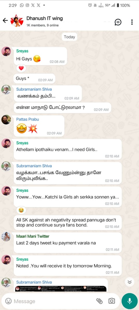 SKrasiganNaan's tweet photo. Dhanush IT wing whatsapp chat leaked 🌈😭👎 https://t.co/rtNgv1rYLS