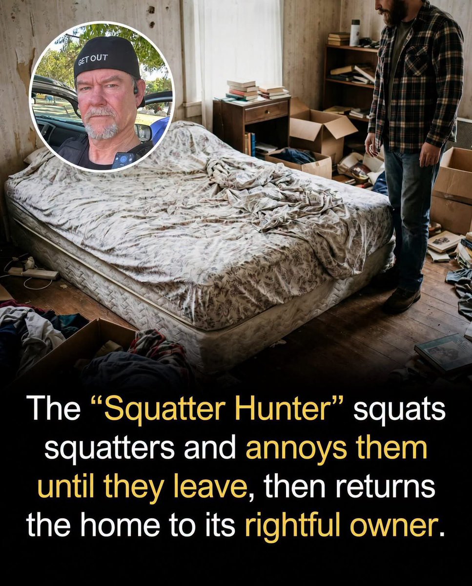 JBMAGA03's tweet photo. While weak laws in blue states let squatters steal homes, trash them, and hide behind “tenant rights,” the Squatter Hunter does the opposite: he moves in, out-annoys them, and boots them out until the rightful owner gets their property back. https://t.co/xoppRHdkjP