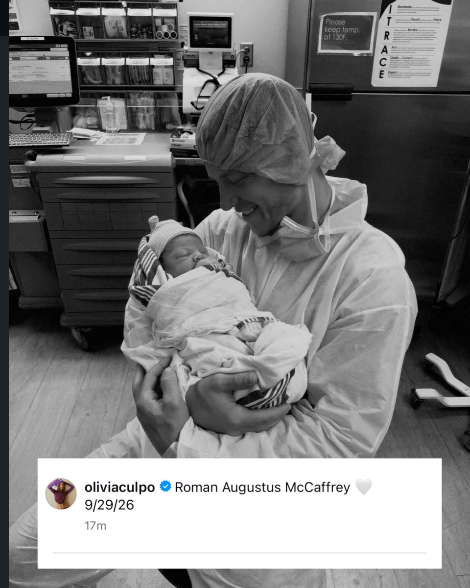 OurSf49ers's tweet photo. Congrats to Christian McCaffrey and Olivia Culpo on the birth of their second child, Roman Augustus McCaffrey ❤️ https://t.co/toGIwWFMJz
