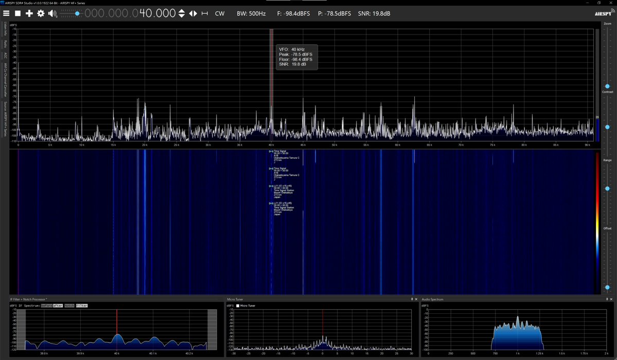 radiosiesta's tweet photo. 今しがたのVLF
21.1、22.2、40、60kHzは入感中
25、54kHzは不感です

おはようございます
#VLF
#Airspy
#SDRSharp
#YouLoop
#YouTwist
#YouTwin https://t.co/OPsg4apFdd