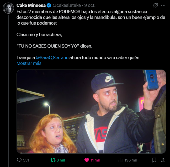 leonacoraje's tweet photo. Te retrataste tú solita... No te conocía y ahora sé quien eres por tu comportamiento. ¿No te da vergüenza? Amenazas, insultas y echas a las personas de la calle pública. No eres nadie, Parla no es tu cortijo, señoritinga...
#Podemos #SaraSerrano #IzquierdaFranquista https://t.co/TS8sO8AIgw