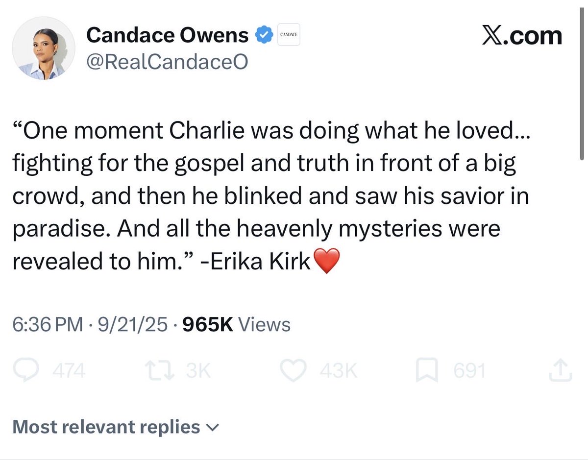 thevivafrei's tweet photo. Holy hell, I could not believe these tweets were real. 

They are real.

I would have quote-posted them, but “truth-seeker” @RealCandaceO has me blocked. As do her other “truth seeking” brethren of scoundrels. 

I guess she tweeted these when she thought Erika Kirk was going to appoint her CEO of TPUSA.

Praising Erika for embodying the principles of the Christian faith in her forgiveness, only to then invoke her forgiveness as “evidence” of her of participating in a cover-up. 

Candace is truly a disgusting human to her core.