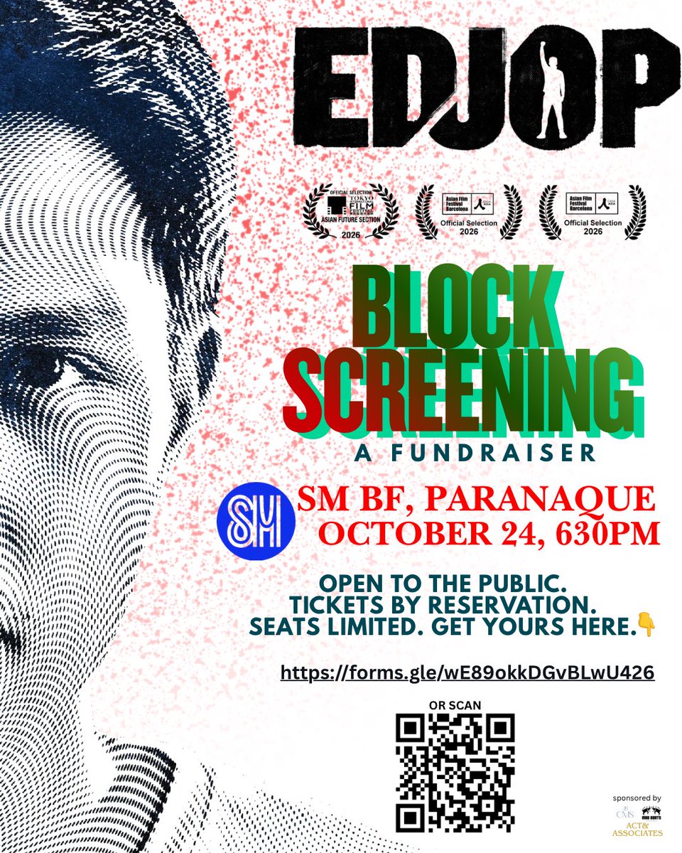 EdjopTheMovie's tweet photo. Some friends organized a block screening in the south! O para sa mga nagrereklamo na laging QC! 😅❤️🔥Heto na sa SM BF Paranaque! Kita tayo! Thank you for supporting EDJOP! We will always remember. ❤️🇵🇭 https://t.co/jzooYneTjN