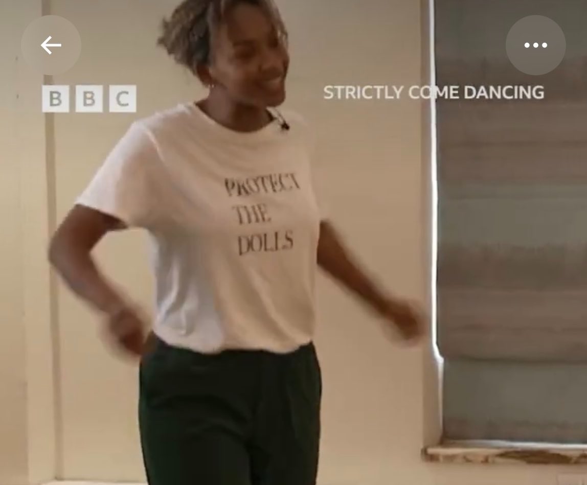 superTV247's tweet photo. Bethany wore a T-Shirt that said ‘Protect the Dolls’ during #Strictly rehearsals.

After posting a video, the BBC quietly replaced it with a new one that doesn’t show her from the front. During the show, they actually blurred out the T-Shirt completely. Absolutely despicable https://t.co/MHr7m6ZyKH