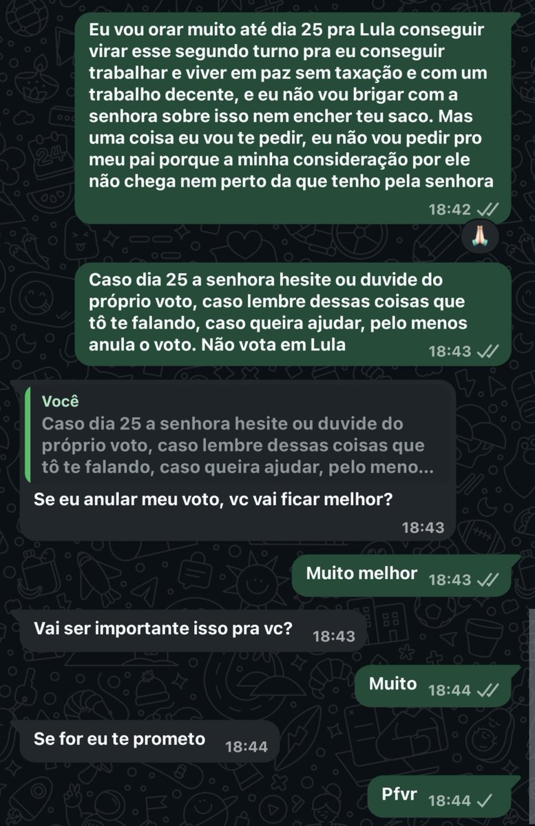 tempestade_perf's tweet photo. Consegui anular o voto da minha mãe bolsonarista depois de dias de depressão e desespero pqp vou chorar porra https://t.co/4ylFV7eEfP