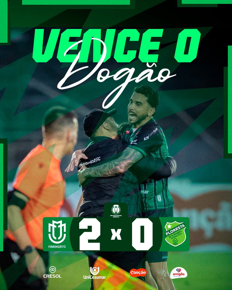 maringafc's tweet photo. ACABAAAAAABOOOOOOOOOOOOOOOU! FIZEMOS HISTÓRIAAAAAAAAA! O TRICOLOR VENCE O FLORESTA NO WILLIE DAVIDS POR 2 A 0 E ESTÁ NA SÉRIE B DO BRASILEIRÃO! 🤪🥹🙌

VAMOS VIVER O INÉDITO! JOGAMOS JUNTOS E CONQUISTAMOS JUNTOS! 👊

Os GOLS DO DOGÃO FORAM MARCADOS POR RONALD CAMARÃO E PAULINHO!

VAMOOOOOOOOOOOOOOS PRA CIMA, MARINGÁ! 🖤🤍💚

#maringafc #futebol #brasileirão #sérieb #tricolor