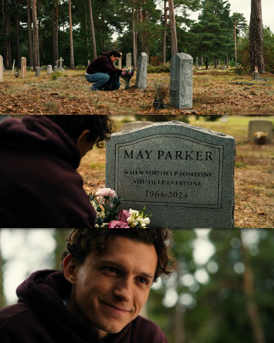 CinemaaNow's tweet photo. Tom Holland improvised Peter’s emotional line at Aunt May’s grave in ‘SPIDER-MAN: BRAND NEW DAY.’

“He came up to me and said, ‘I’m just going to try some dialogue’ … As soon as he said, ‘You’d be happy to know that I’ve decided I’m not gonna do this alone anymore,’ that statement became the north star of the entire film,” says director Destin Daniel Cretton.