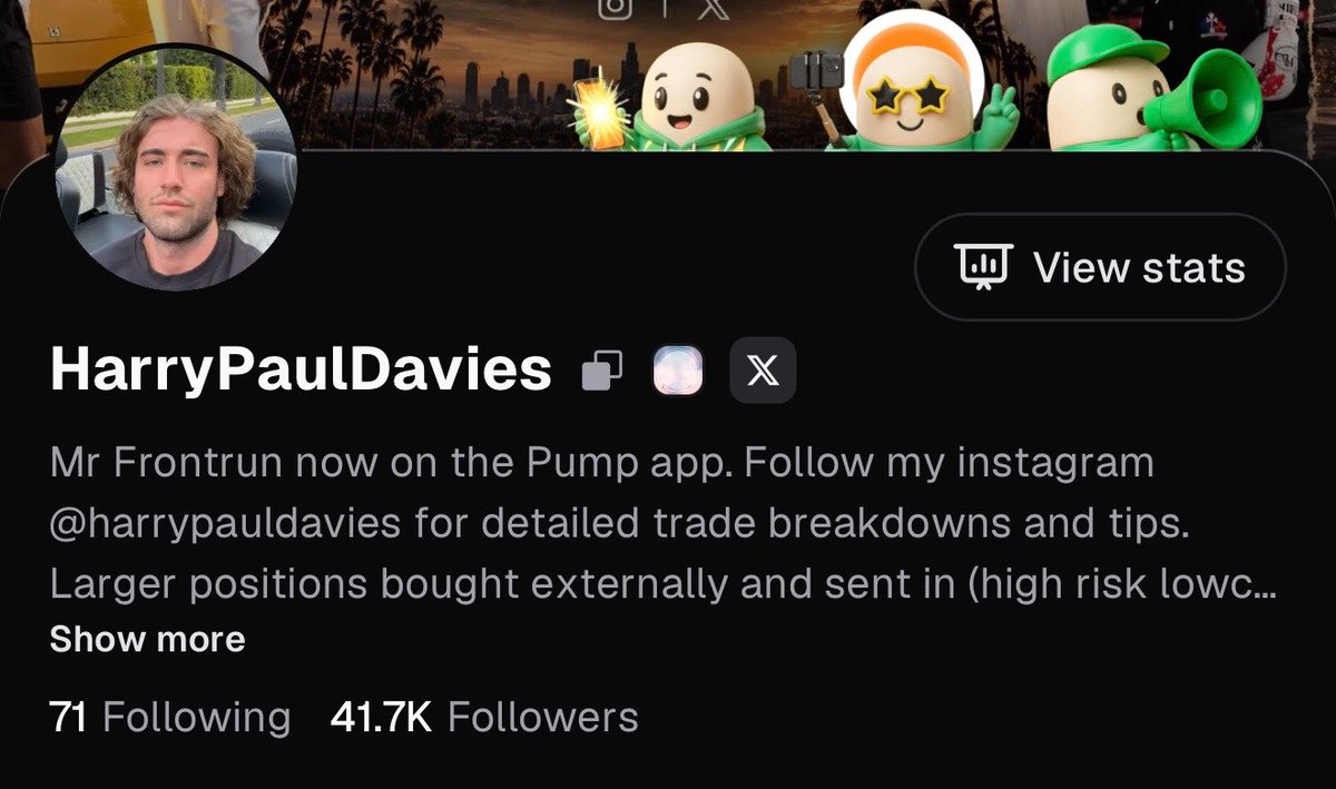harrypauldavies's tweet photo. i will eat a small slice of humble pie for a moment then get back to being slightly arrogant

it’s pretty damn awesome to be surrounded by all big guys in the space, very grateful for how things have played out in the past few months

but all of this has come from hard work and being a solid guy

anyone who’s in chat with me will tell u this

- i am online 20ish hours a day

- i always send things with full thesis and will never clip on the homies or my followers 

- if i send a CA and it doesn’t go well, i will grind that bitch back up as best I can so my followers don’t lose money, even if that’s at the expense of me losing money

I’ll say what i said yesterday 

be the person YOU would want to follow into coins

Prince of the scene. 

Gesendet von meiner pumpfun-App

(Sent from my Pumpfun app)