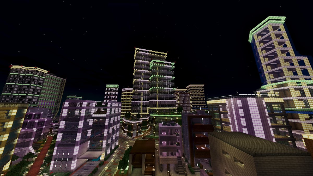 simstar888's tweet photo. 本日？の成果（画面中央）
ツインビルです！
＃マインクラフト　＃Minecraft https://t.co/bouVaddN5w