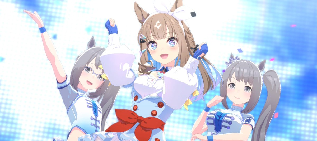 cosmo_shadow00's tweet photo. ちょっと前までウマ娘へのモチベーションが下がってたけど、ここ最近は結構上がってきてますね
アーモンドアイの初育成も完了したりしたのも大きいかもしれない

ちなみに、4枚目は���イクデビューで姉妹(？)のモブちゃんに挟まれたアーモンドアイさん
#ウマ娘 https://t.co/sHPWCL1mlq