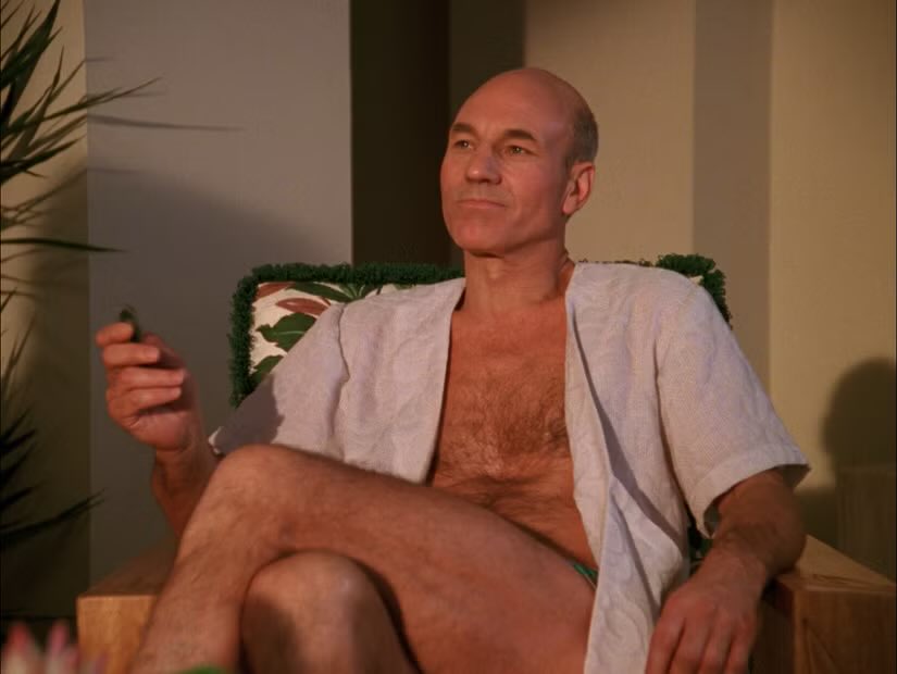 sheweeherwoman's tweet photo. I’m going to the episode where Picard has his uncle pussy nearly out and about cause barclay makes me mad https://t.co/Zp1GFfvavF
