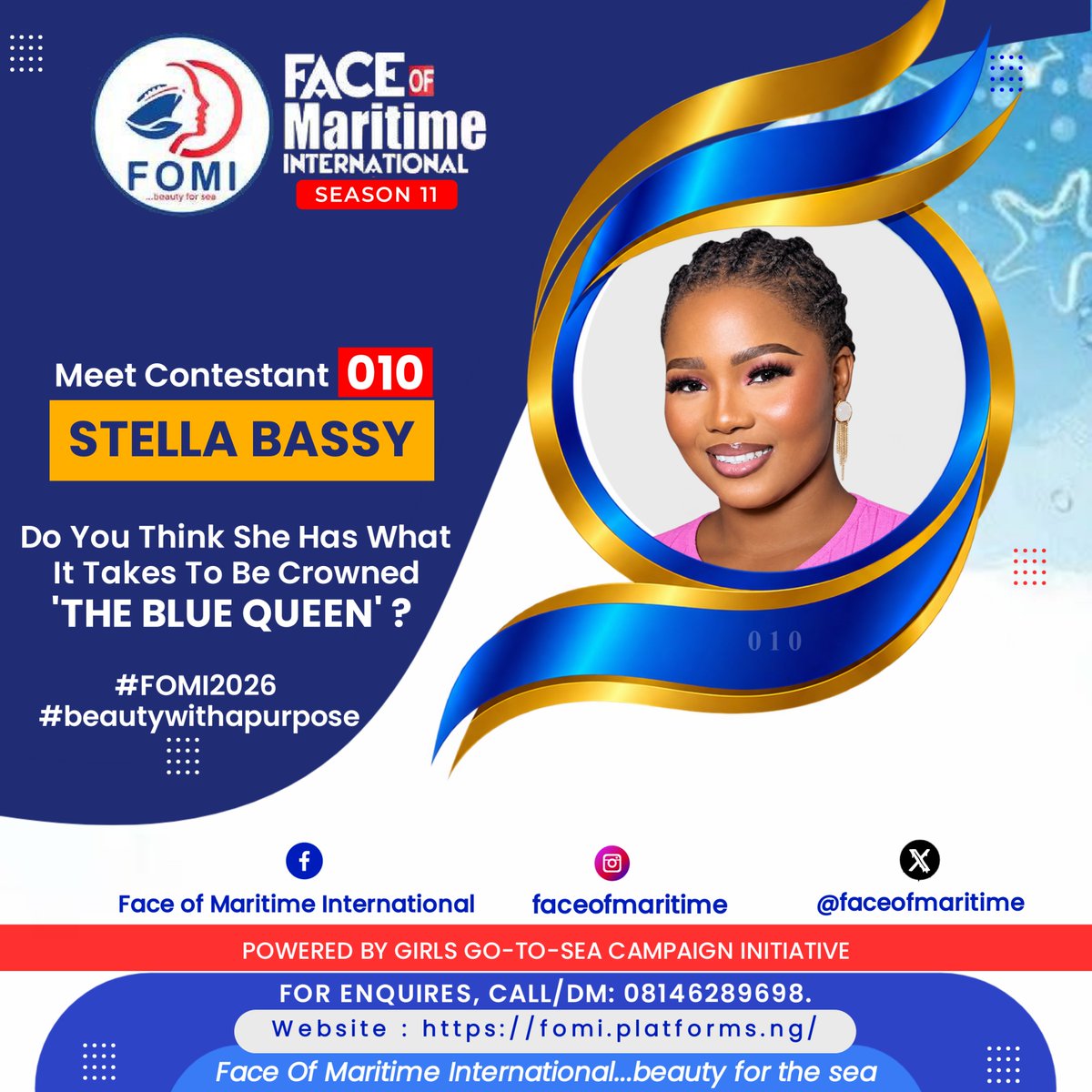FaceOfMaritime's tweet photo. Do you think she deserves to wear the prestigious FOMI Crown? 
Tell us what you know about her!

#fomi2026 #thebluequeenedition #beautywithapurpose @q7parisskincare https://t.co/OK21NEl5Dc