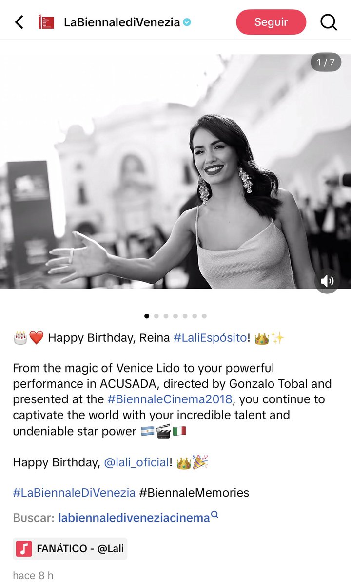 cobraespos's tweet photo. el festival de cine de venecia felicitó a lali por su cumple y escribieron esto 😭😭 https://t.co/OBdoR9U2C4