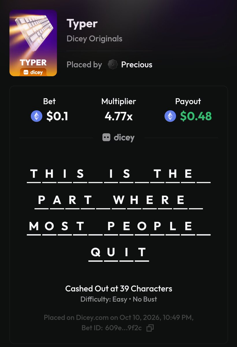 Muosanyach92107's tweet photo. @DiceyHQ https://t.co/KkBx1tsgkJ
THIS IS THE PART MOST PEOPLE QUIT

Username - Precious 

#PlayTYPER

I don't know why my comment is not visible https://t.co/dYL8hGvhsP