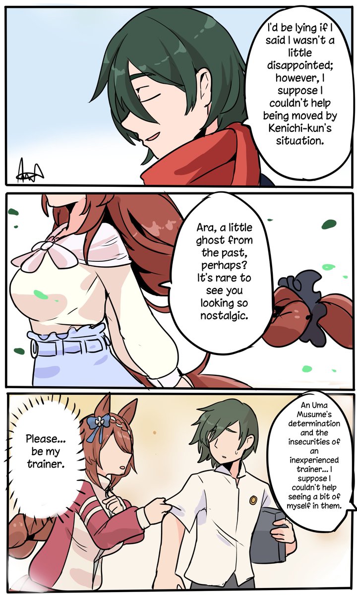 doberslover23's tweet photo. The Prince, and the King – Part 2 

Feelings of nostalgia wash over the prince hehe, it seems he couldn't help but see himself reflected in his *kohai*, though he and Creek certainly don't have anything to envy them for uwu

#art #ウマ娘 #Umamusume https://t.co/k3UAQQUIJq