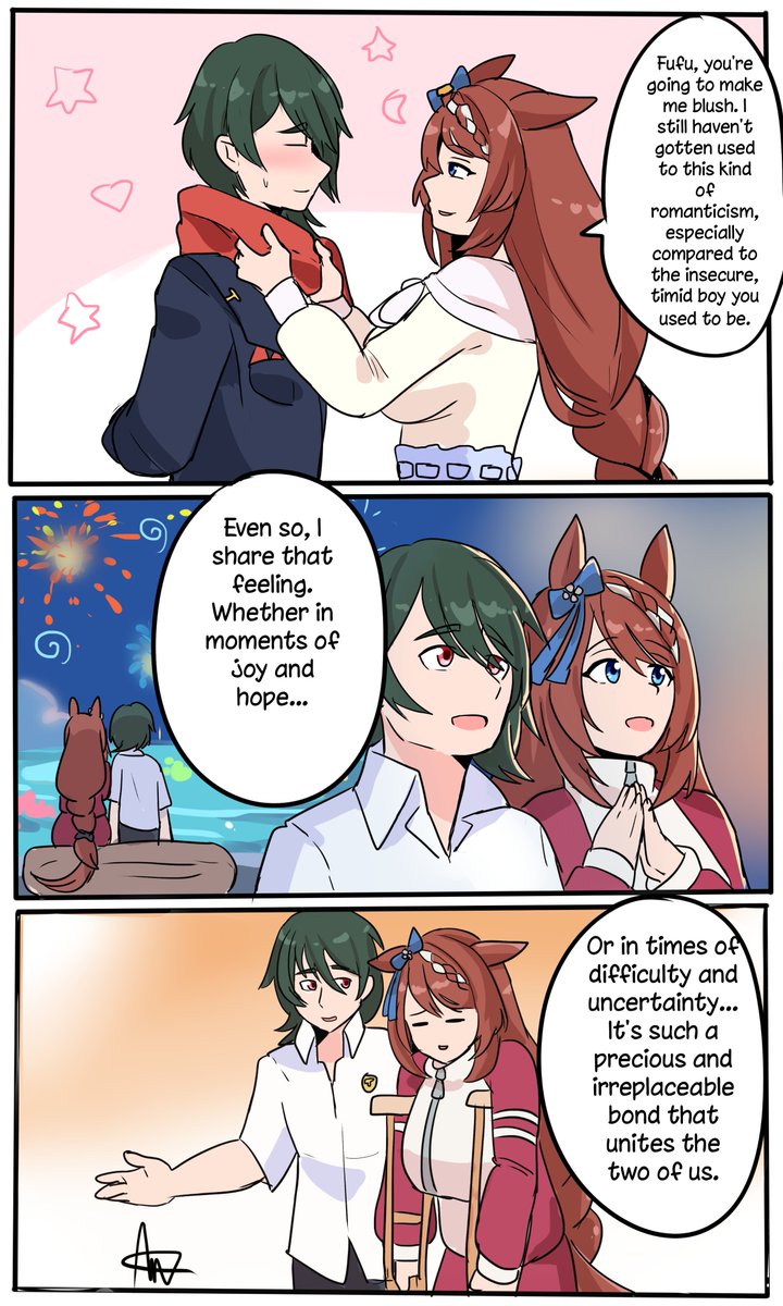 doberslover23's tweet photo. The Prince, and the King – Part 2 

Feelings of nostalgia wash over the prince hehe, it seems he couldn't help but see himself reflected in his *kohai*, though he and Creek certainly don't have anything to envy them for uwu

#art #ウマ娘 #Umamusume https://t.co/k3UAQQUIJq