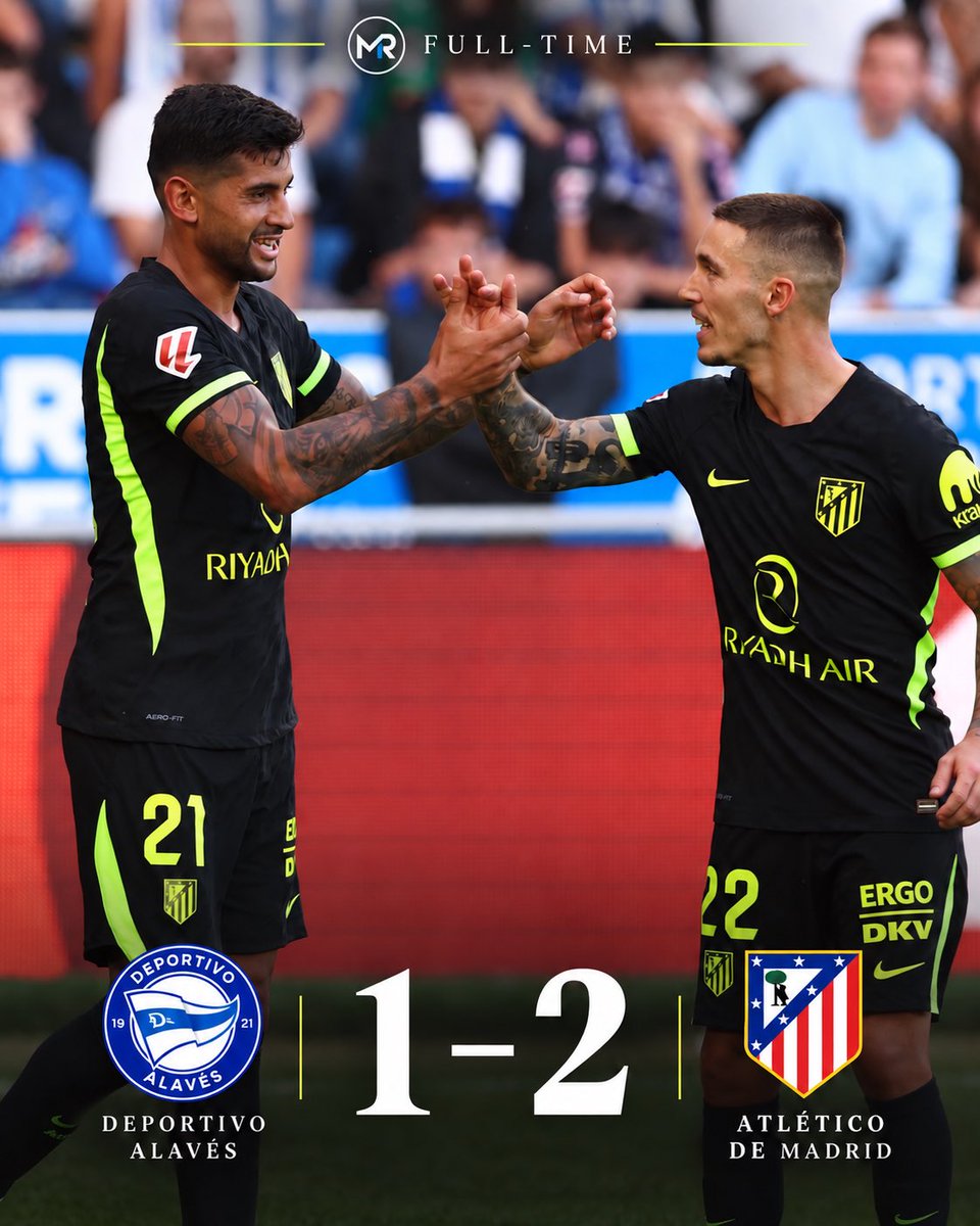 Josepintor80451's tweet photo. Cuti Romero wins it late for Atlético! 🔴⚪

Álex Grimaldo put Atleti ahead, Lucas Boyé equalized from the spot, and Romero struck in the 87th minute to seal a 2–1 win away at Alavés. 💥

That’s how you fight for three points. 👊 Who was your player of the match? 👇

Source: @LaLiga