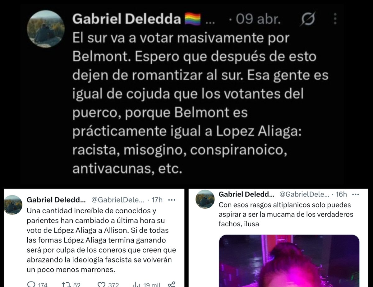 Hect0rC99589927's tweet photo. @Gianmarcoaj @GabrielDeledda Ese sujeto quiere hablar de racismo pero ha discriminado a las personas del sur https://t.co/HN3sa52Z7J