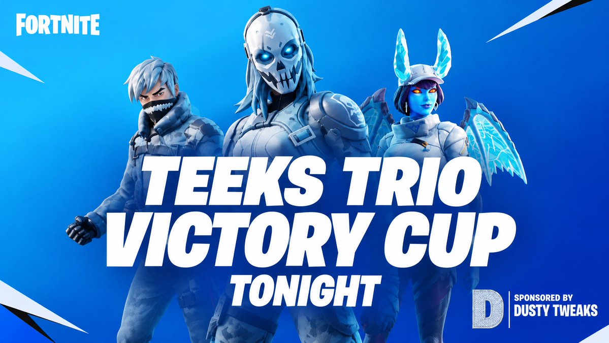 teekfnx's tweet photo. 💸 $300 Trio Victory Cup 💸

📅 TONIGHT
🔑 CODE @ 11:00PM EST
💵 $60 PER WIN

To Play:
✅ Follow @Dustyfnx + @teekfnx 
✅ Like &amp; RT this post
✅@ Your TRIO

*ALL TEAMMATES have to follow requirements to play and earn money! https://t.co/xqWDpdajTP