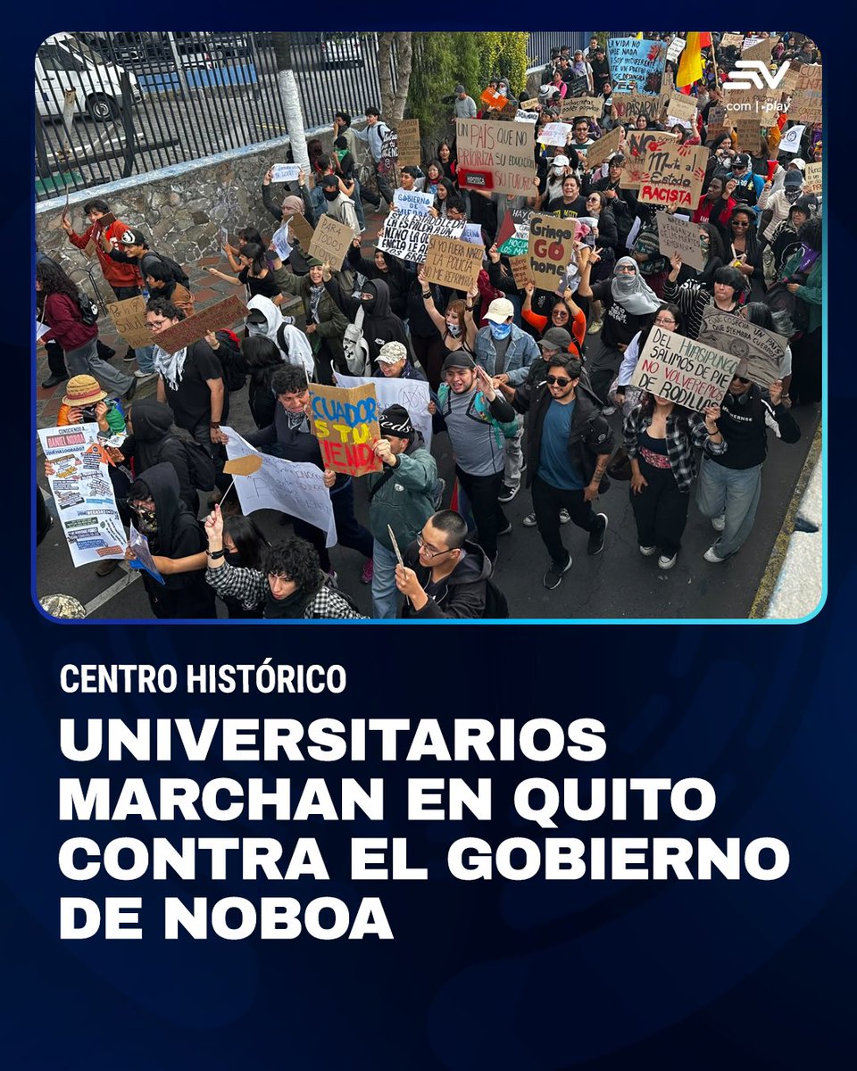 EcuavisaInforma's tweet photo. https://t.co/PmmAvJkcIt | Estudiantes universitarios marcharon en Quito en rechazo al gobierno de Daniel Noboa: lanzaron consignas por la crisis en salud pública, educación superior e inseguridad 💻 https://t.co/5PMnQP6YuQ