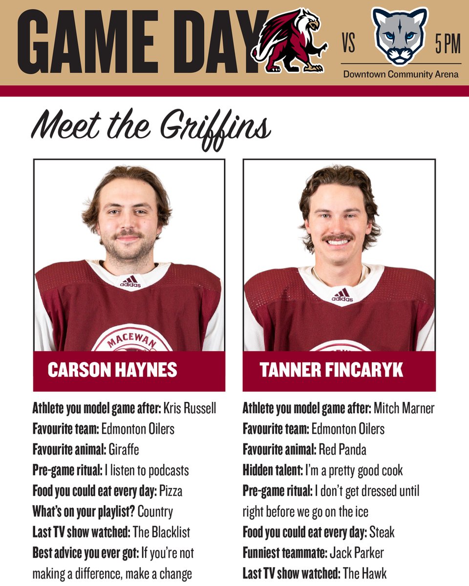 MacEwanGriffins's tweet photo. M🏒| GAME DAY
Warmups are about to begin as we prepare for puck drop on the @GriffinsMHKY home opener vs. @MRUmhockey (5 PM, Downtown Community Arena, @CanadaWest).
Join us!
#GriffNation
🎟️https://t.co/cDpRpD3TkM
GAME PROGRAM👇
https://t.co/nTZJKsuQaM https://t.co/n6awtKwmhy