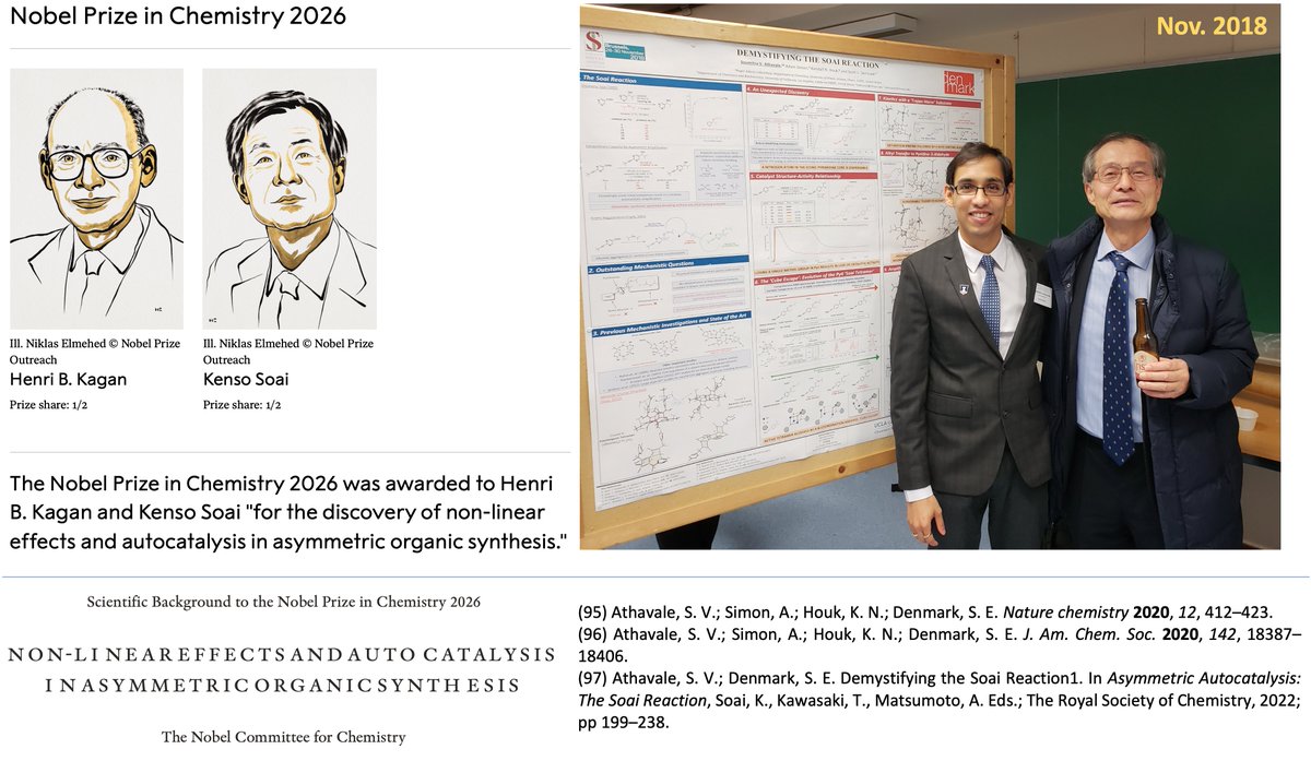 athavale_s's tweet photo. Congratulations to the 2026 Nobel Laureates in Chemistry, Prof. Henri Kagan and Prof. Kenso Soai!!
I am honored and privileged to have a connection to this fantastic announcement. 
@IISERPune @OCB_UIUC @Caltech @francesarnold https://t.co/feBM6mC4jp
