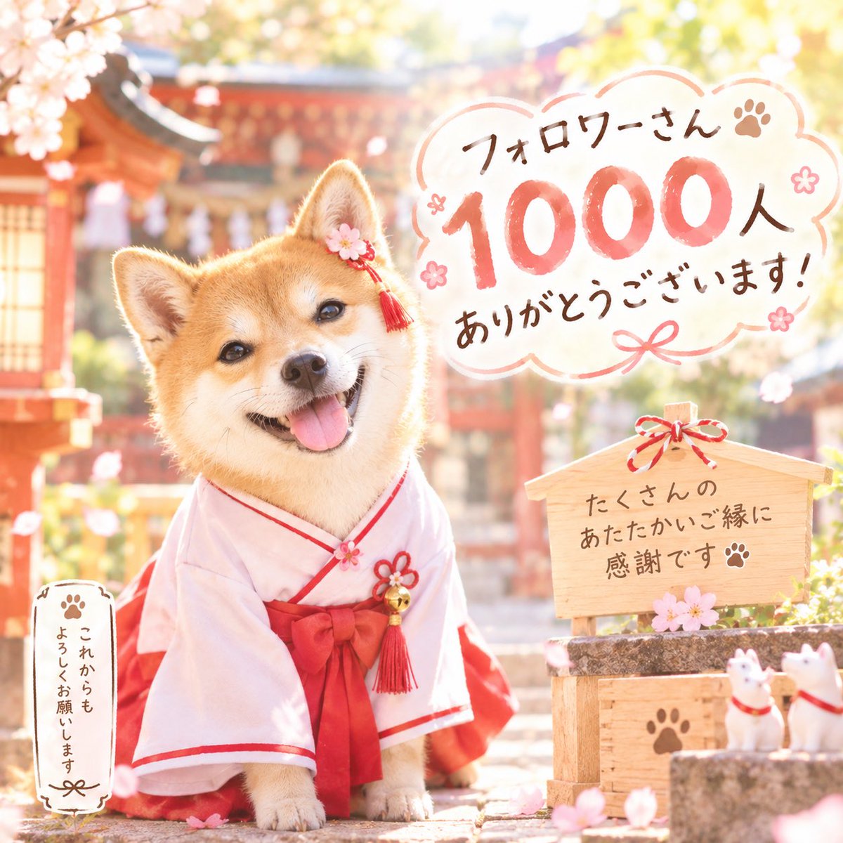 y07u7k's tweet photo. 🌸🎉 フォロワーさん1,000人 🎉🌸

たくさんの方にフォローしていただけて、
とっても嬉しいです☺️🤍

フォローしてくださった皆さん、
本当にありがとうございます🐕✨
相互フォロー・フォロバしています♡

気軽に仲良くしてくださいね😊🌸
#相互フォロー　#フォロバ100 https://t.co/MqWr369aJX