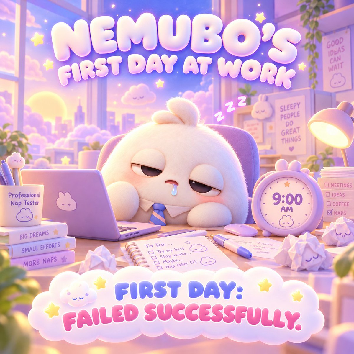 HeyNemubo's tweet photo. 🚨 BREAKING: NEMUBO GOT A JOB! 🚨

🛏️ Position: Professional Nap Tester
😴 Experience: 12 hours a day
💤 Special skill: Sleeping anywhere
⏰ Biggest weakness: Alarm clocks
First day at work?
He overslept. 💀
Would YOU hire NEMUBO? 😂

#NEMUBO #Memecoin #Solana #Relatable https://t.co/rYpQ4TJqnU