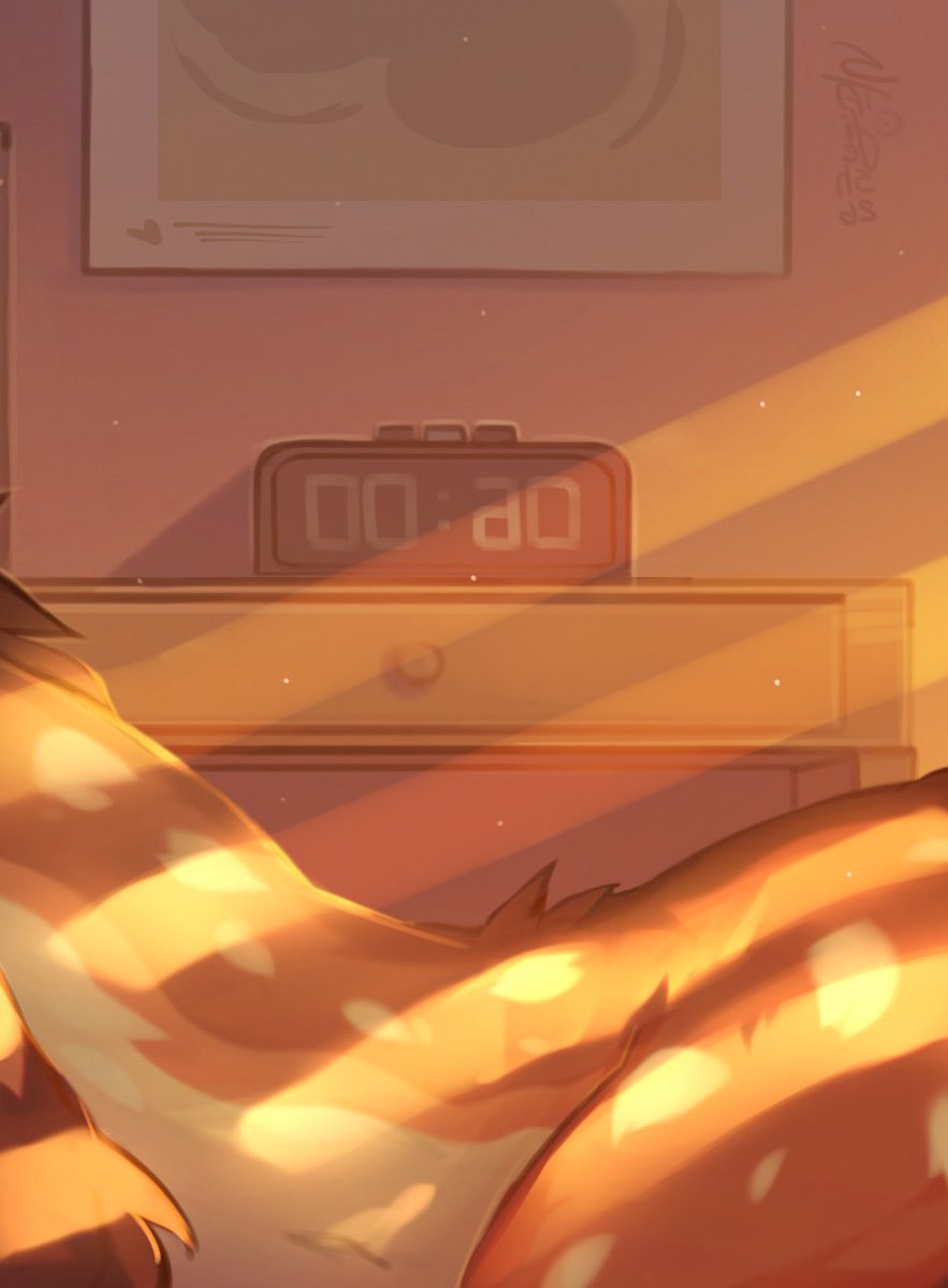sudothefox's tweet photo. Melting away under those golden morning rays 🥰 

🎨 by @stafiesh https://t.co/lQlAXbmkwd