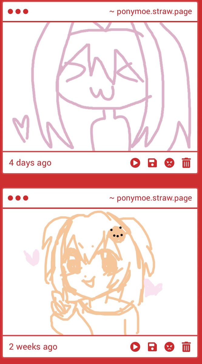 ponymoe's tweet photo. ok i completely forgot i had a straw page for ages i just looked theough the gimmicks and all these drawings made me smile so much😭😭😭 tysm to everyone who took the time to send me one!!! so cute💗💗💗💗 ill respond to some questions asked under this post https://t.co/esulmBtrg9