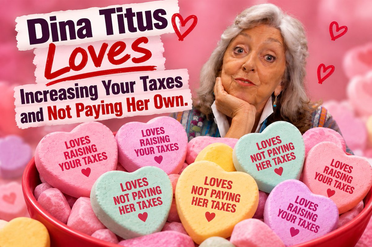 CarrieBuckforNV's tweet photo. Dina Titus has a love/hate relationship with taxes. She loves raising taxes on Nevadans, but hates paying her own.
Titus failed to pay property taxes over 15 times while backing the largest tax increase in American history. #SheLovesYouNot https://t.co/3Ie8IAuydA