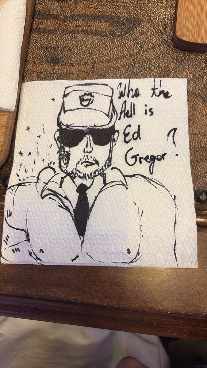 macmaxxing's tweet photo. can't even get lunch with her because she'll draw leland coyle with big naturals on a napkin https://t.co/nfhjiCfcII