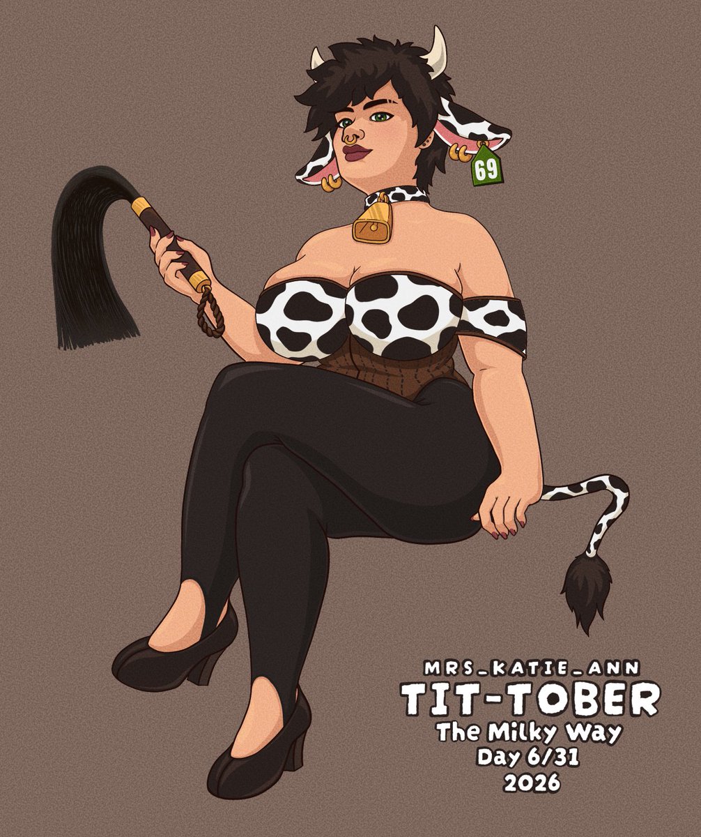 Mrs_Katie_Ann's tweet photo. The Milky Way 🥛🐄
#TitTober2026 #cow #characterArt #illustration #art #moo #GotMilk #kinky https://t.co/LBOATQffvX