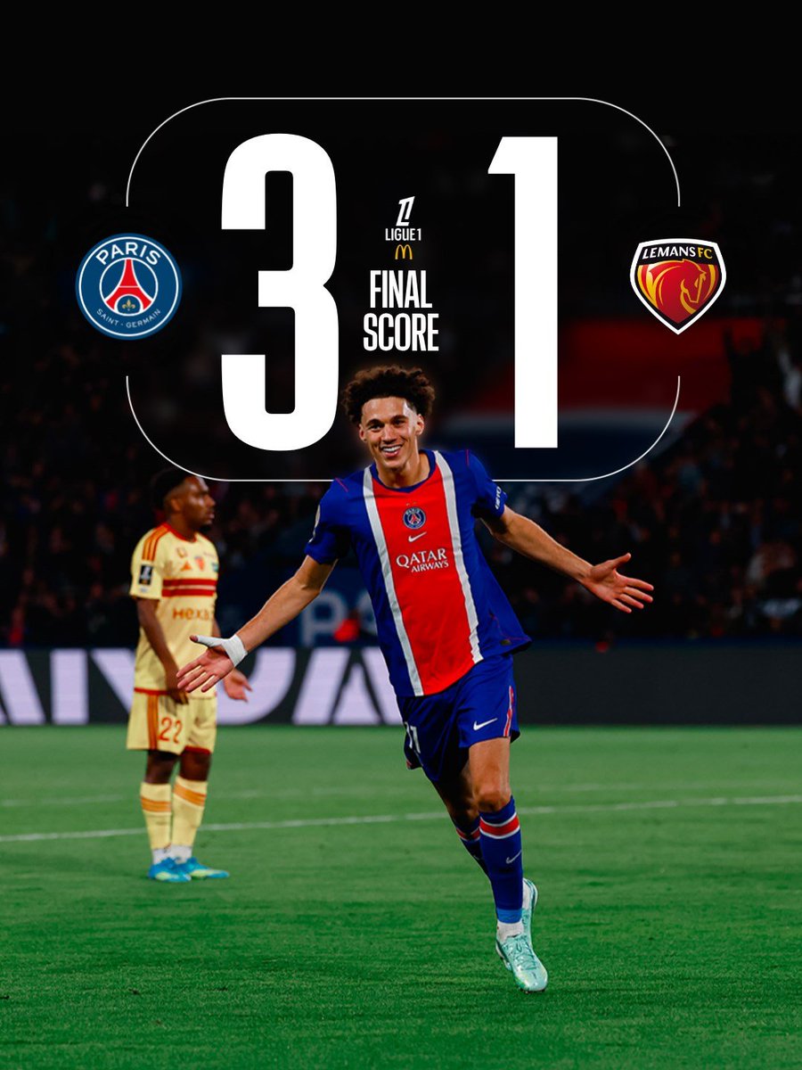 psgkorea's tweet photo. 경기 종료, PSG 3:1 르 망
A매치 데이 이후 돌아온 리그에서 베랄두의 PK, 흐비차 아클리우슈의 리그 첫 골로 3대1 승리하는 파리입니다!
#PSGKOREA #PSG #PSGLMFC https://t.co/1yqGoZPUkw