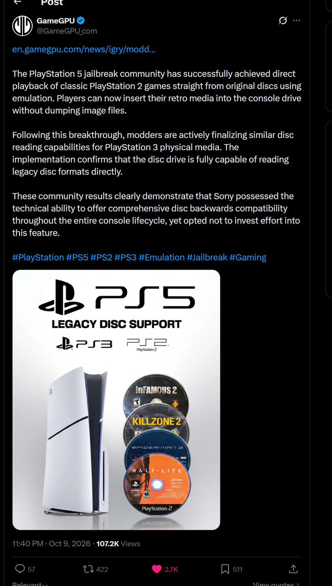 real_klea's tweet photo. PS5SX2 is literally everywhere rn… TikTok, YouTube, X, millions of views. People are tired of Sony pushing subscriptions when they already own the games. Now an open-source dev is bringing PS2 games to PS5 with free software. $PS5SX2 ... DYOR, but this is a gem. https://t.co/1xeSz58ScU