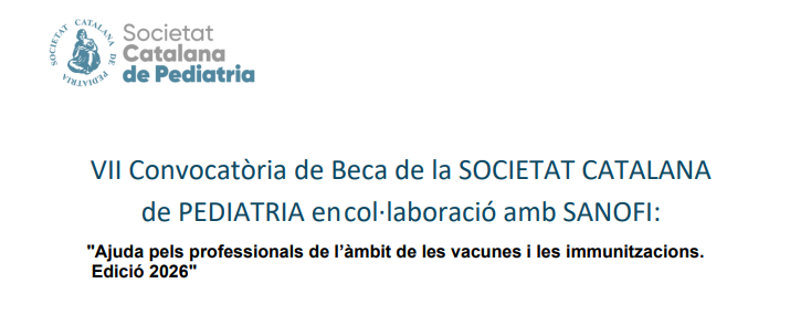 SCPed's tweet photo. 💰VII Convocatòria de Beca de la SCP en col·laboració amb SANOFI: "Ajuda pels professionals de l’àmbit de les vacunes i les immunitzacions. Edició 2026"
ℹ️Consulta les bases https://t.co/S97tt4vZrR https://t.co/1NoJWwM2aL