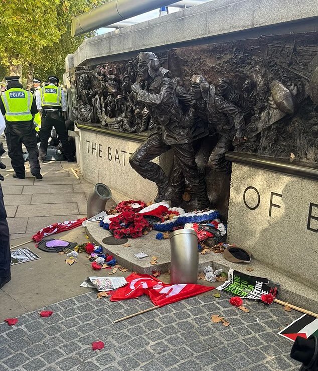 ArchRose90's tweet photo. This is the disrespect pro-Palestine protesters has for Britain. One of the most rotten and contemptible movements in existence. https://t.co/lu7Q69RhWN