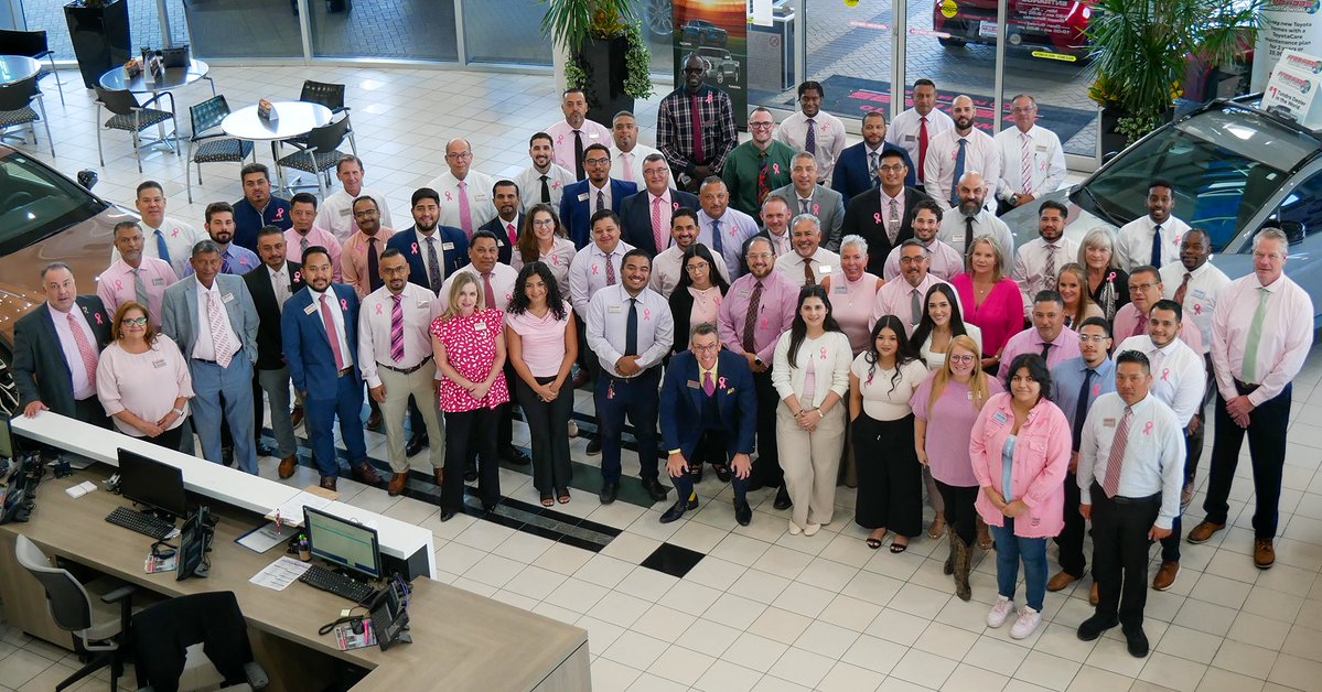 fredhaastoyota's tweet photo. 🎗️ Our New and Pre-Owned Sales teams, along with our GM, are wearing pink to support Breast Cancer Awareness Month! 💖 Proud to see our FHTW team come together for an important cause. 💗

#FredHaasToyotaWorld #ThinkPink #BreastCancerAwareness https://t.co/GTW7P2FKHo
