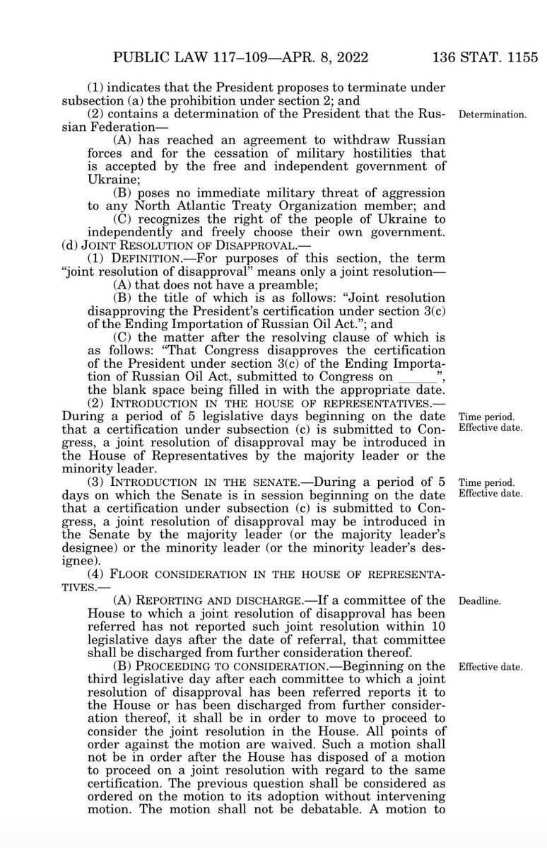 history_under's tweet photo. Looks like Trump’s announcement of a diesel deal with Russia is a violation of Public Law 117-109 also known as the Ending Importation of Russian Oil Act, which was enacted on April 8, 2022. The only way around it is if the President submits to Congress proof that Russia has ceased hostilities and has withdrawn from Ukraine. 

Here’s the deal. The Republicans are always putting forth the argument that we are a nation of laws. If someone enters the country illegally, they need to be deported because we are a nation of laws. If a city is being burned by rioters, those responsible need to go to jail because we are a nation of laws. I agree with all of this. 

But you can’t abandon that idea or ignore it when it’s convenient. Not if you are a person of principle. So if the person that you voted for is breaking the law, you shouldn’t defend it. Of course, have your opinions (even if your opinion is ill informed and stupid) but be willing to stand on the foundation that we are a nation of laws. Both sides need to be willing to call balls and strikes for their own team.