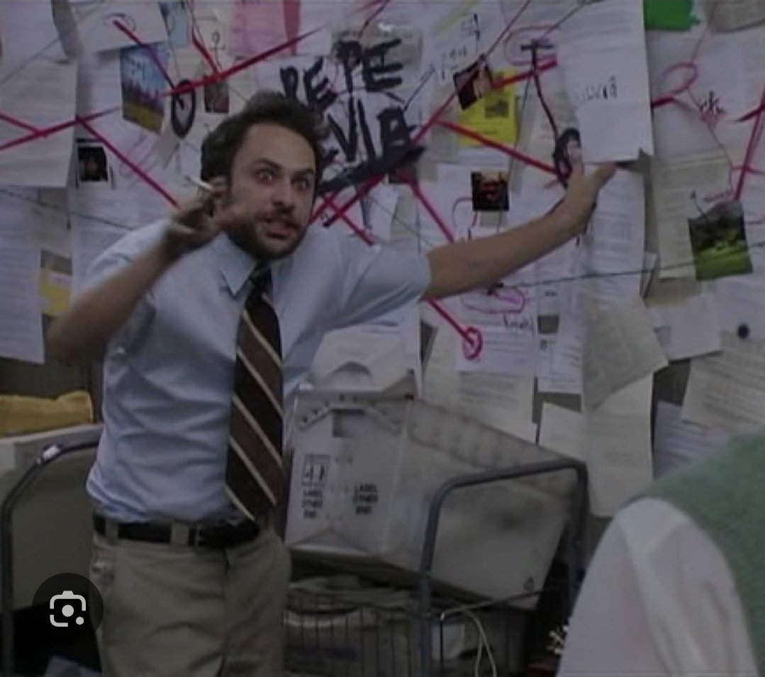 novahasopinions's tweet photo. I commissioned @SkirkDoodles_ to depict the conspiracy meme guy for my archon group chat stuff im compiling and it turned out amazing. 

I love how she depicted ronova roping in two seelies to her conspiracies with each archon on the board. Amazing job. https://t.co/fQ80uu35HM